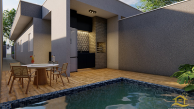 Casa - Térrea com piscina com 2 dormitórios (sendo 1 suite(s)) a 0,00 metros praia.